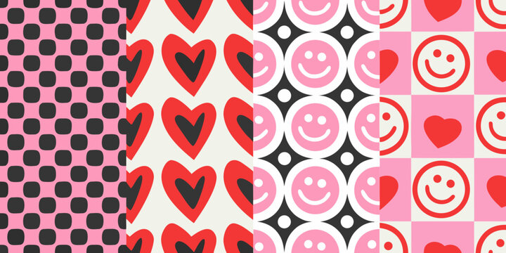 Heart and smiley face patterns romantic valentine s day themed