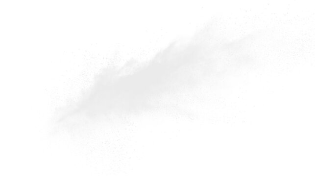White dust particle sprite impact effect with stylized misty edges on transparent background for graphics and design use