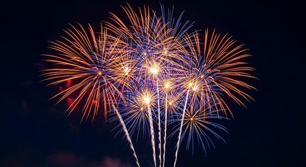 Fototapeta premium Spectacular fireworks display celebrating flag day 4th of july and independence day in the night sky