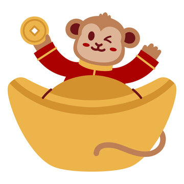 Playful monkey in gold ingot design