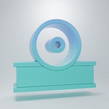 Blue-green Otolaryngological head reflector icon isolated on grey background. Equipment for inspection the patient's ear, throat and nose. Minimalism concept. 3D render illustration