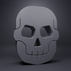Fototapeta premium Grey Skull icon isolated on grey background. Happy Halloween party. Minimalism concept. 3D render illustration