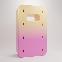 Naklejka premium Yellow-pink Military assault shield icon isolated on grey background. Minimalism concept. 3D render illustration