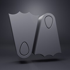 Grey Rubber flippers for swimming icon isolated on grey background. Diving equipment. Extreme sport. Sport equipment. Minimalism concept. 3D render illustration © Vadim