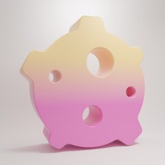 Yellow-pink Asteroid icon isolated on grey background. Minimalism concept. 3D render illustration © Vadim
