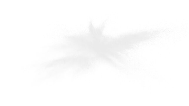 White dust particle sprite impact effect with misty edges on clear background showing artistic motion and fluidity