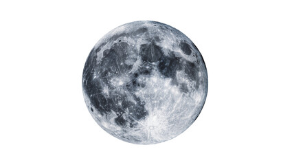 Detailed full moon with craters and maria, isolated on transparent background © Jonathan