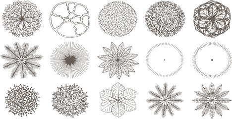 Vintage radial sunbursts floral leaf elements and abstract geometric snowflake shapes design collection vector illustration. © Design House