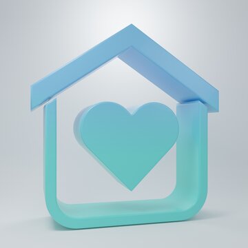 Blue-green Shelter for homeless icon isolated on grey background. Emergency housing, temporary residence for people, bums and beggars without home. Minimalism concept. 3D render illustration