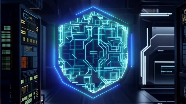Blue technology digital network with global connections video animation background