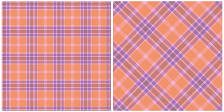 Seamless plaid pattern in orange and purple