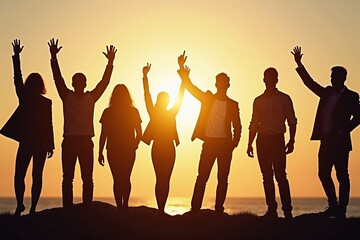 Fototapeta premium Inclusive Leadership in the Workplace: A Diverse Group Showing Solidarity and Equality