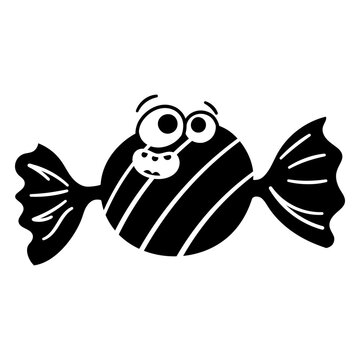 Playful cartoon candy fish illustration