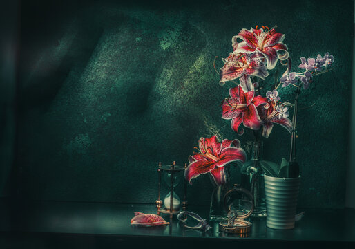 Lily flowers vintage look 