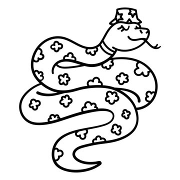 Stylized snake character with playful patterns t-shirt design