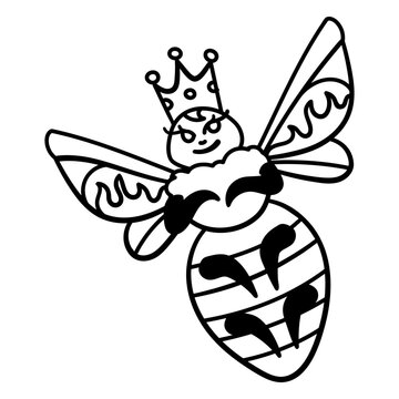 Whimsical queen bee illustration with crown