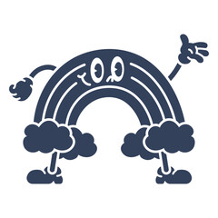 Obraz premium Cartoon image of a rainbow with clouds