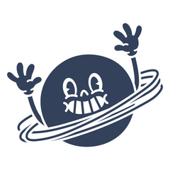 Cartoon saturn with hands outstretched © Vexels