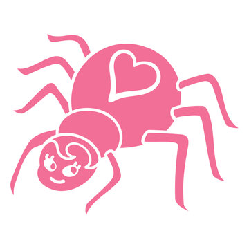 Pink spider with a heart on it
