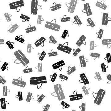 Black Shark fin in ocean wave icon isolated seamless pattern on white background. Vector