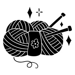 Fototapeta premium Charming yarn ball with knitting needles design