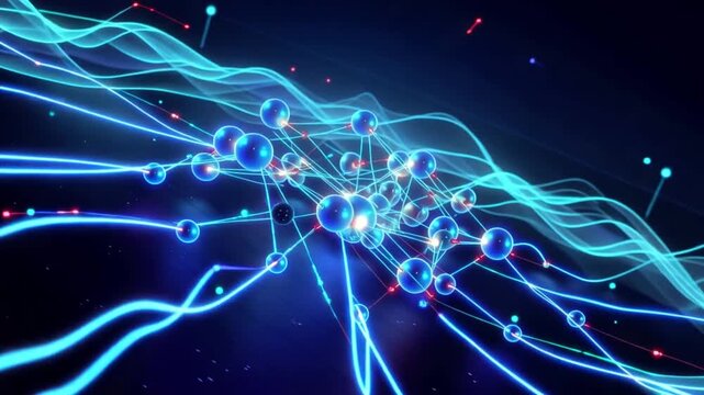 Abstract blue space background with glowing stars and futuristic design