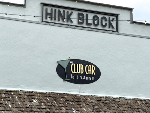 Hink Block Building And Club Car Bar Restaurant Sign