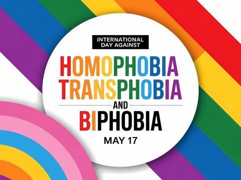 International day against homophobia, transphobia and biphobia idahot may 17 poster with rainbow pride flag background