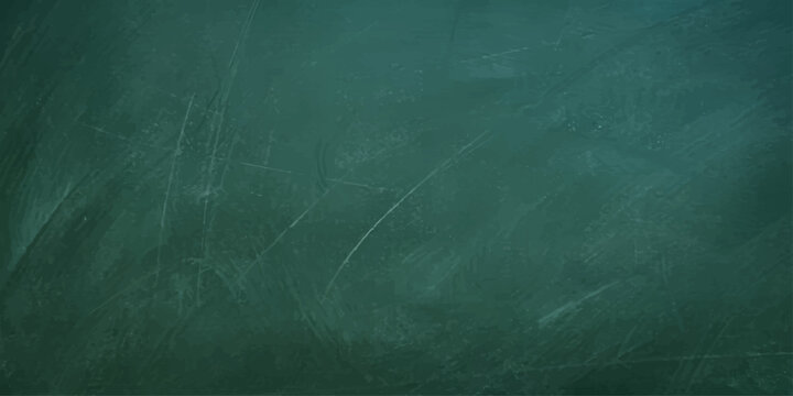 A blank dark green chalkboard backdrop with a vintage grunge texture and aged paper pattern creates an empty textured blackboard wall design for a dirty old canvas art background