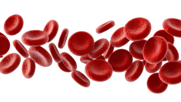 Flowing red blood cells medical concept, isolated on transparent background