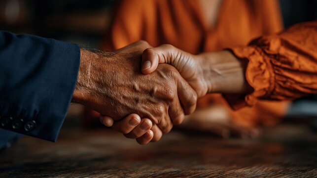 Buddhist monk and businessman shaking hands in agreement. Interfaith collaboration, spiritual wisdom, and corporate partnership concept.