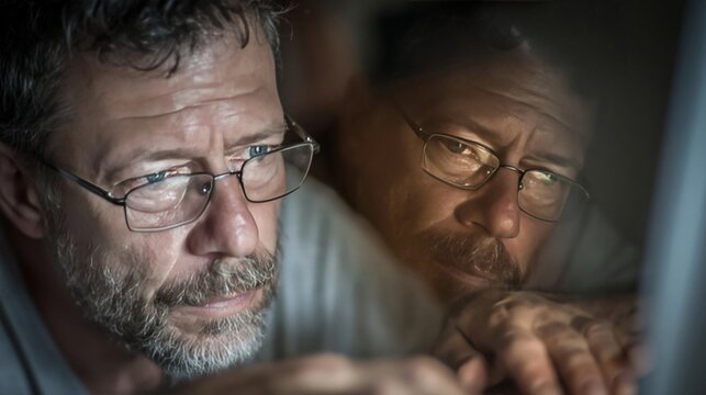 Two men wearing glasses focused on work together. Collaboration, teamwork, and professional partnership concept.