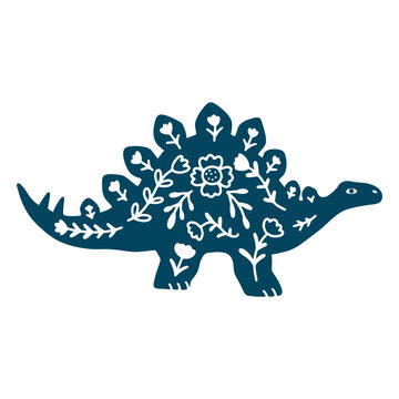 Blue silhouette of a stegosaurus