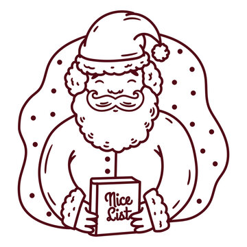 Cheerful santa holding a nice list design