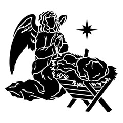 Naklejka premium Elegant angel and nativity scene design