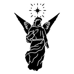 Naklejka premium Classic angel illustration with celestial elements t-shirt design