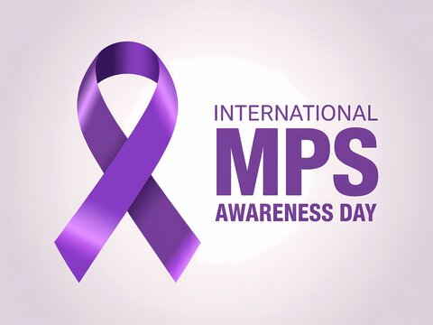 International mps awareness day with purple ribbon symbol