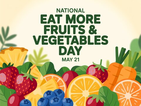 National eat more fruits and vegetables day may 21 illustration