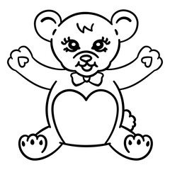 Fototapeta premium Adorable teddy bear illustration with heart details