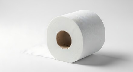 Fototapeta premium A roll of white toilet paper on a plain background