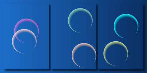 Abstract moon phases vector set showing crescent to full lunar cycle in blue gradient. Minimal modern geometric icons for astronomy apps night sky themes and clean digital design resources. © NoOne