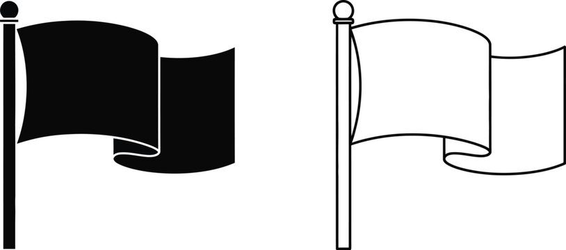 Black and white flag waving on a pole