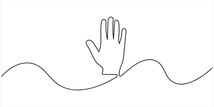 Continuous Line Drawing Of Human Hand High Five