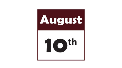 Obraz premium August 10th daily calendar icon vector illustration in minimalist style