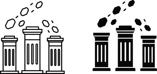 Dropping meteorites on classical columns illustration © MD Din Islam