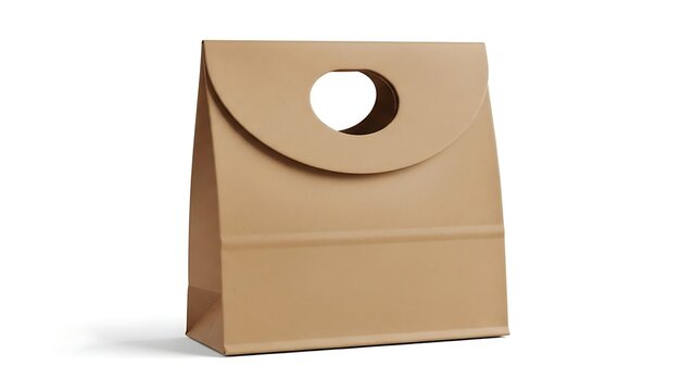 A brown paper bag with a hole in the top