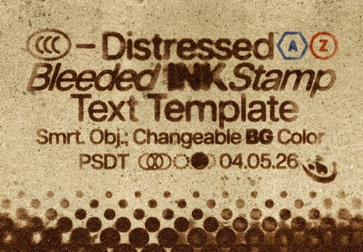 Bleeded Ink Stamp Text Effect &ndash; Distressed Typography for Logo, Poster & Branding (PSD)