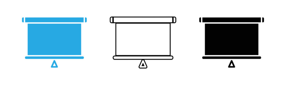 Roller shade icon set color outline and solid black variations
