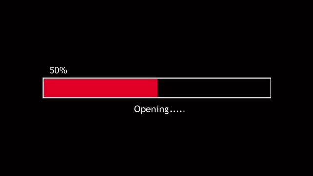 Abstract loading icon animation . Loading bar and percentage Futuristic progress animation with glowing round corners loading bar 0-100 % on black background.