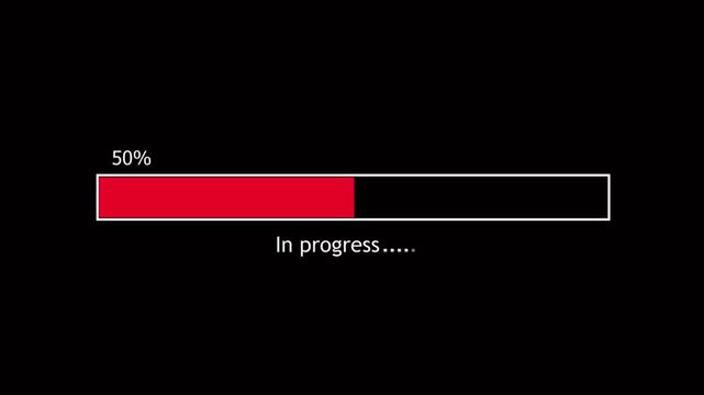 Abstract loading icon animation . Loading bar and percentage Futuristic progress animation with glowing round corners loading bar 0-100 % on black background.